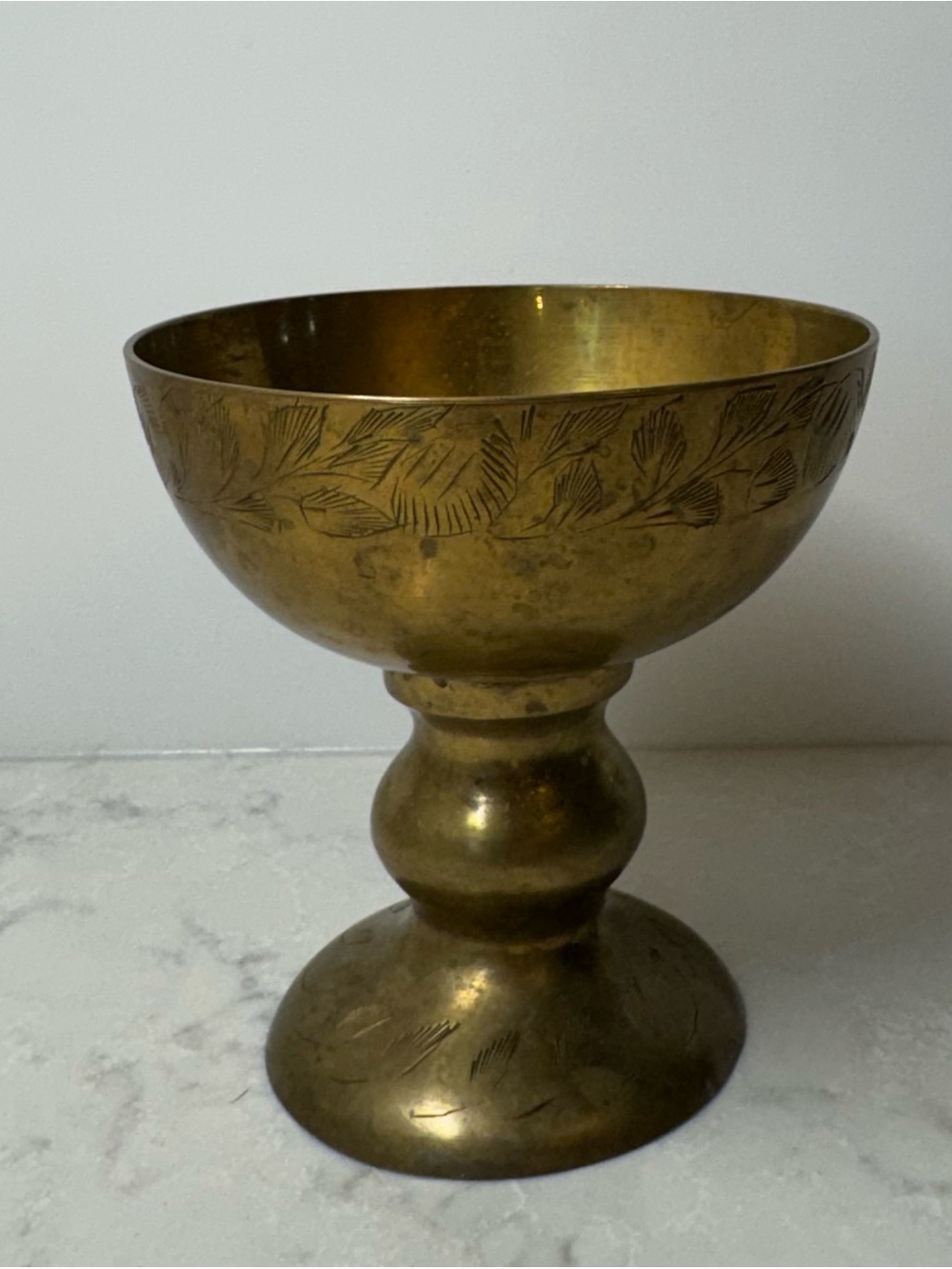 Brass Decorative Pedestal Chalice/Goblet - Brass Finish
